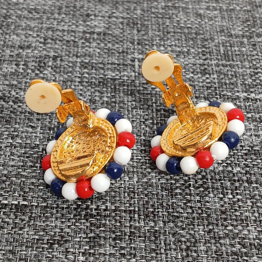 Vintage Nautical Clip-On Earrings Unperced Ears Preppy, Retro Cruise 80s-90s - Picture 3 of 5